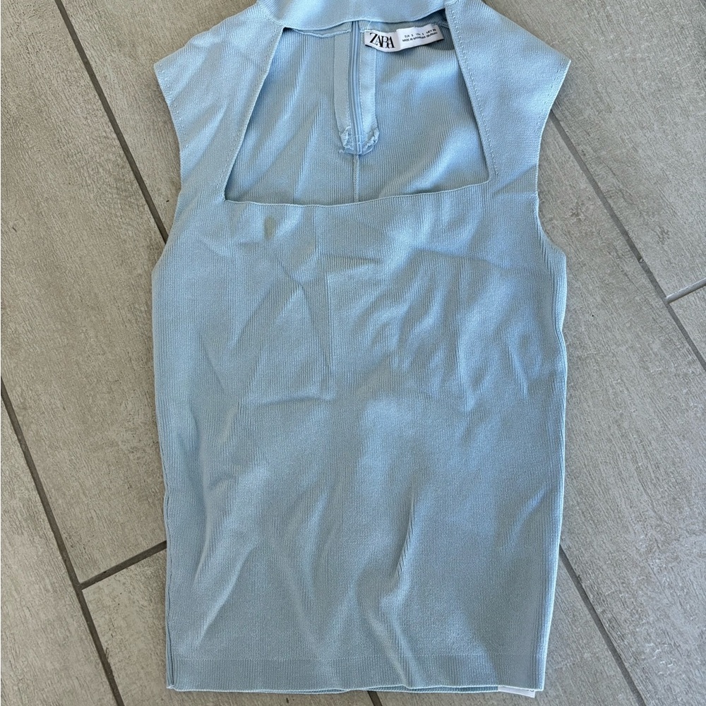 Zara Light Blue Sleeveless Top